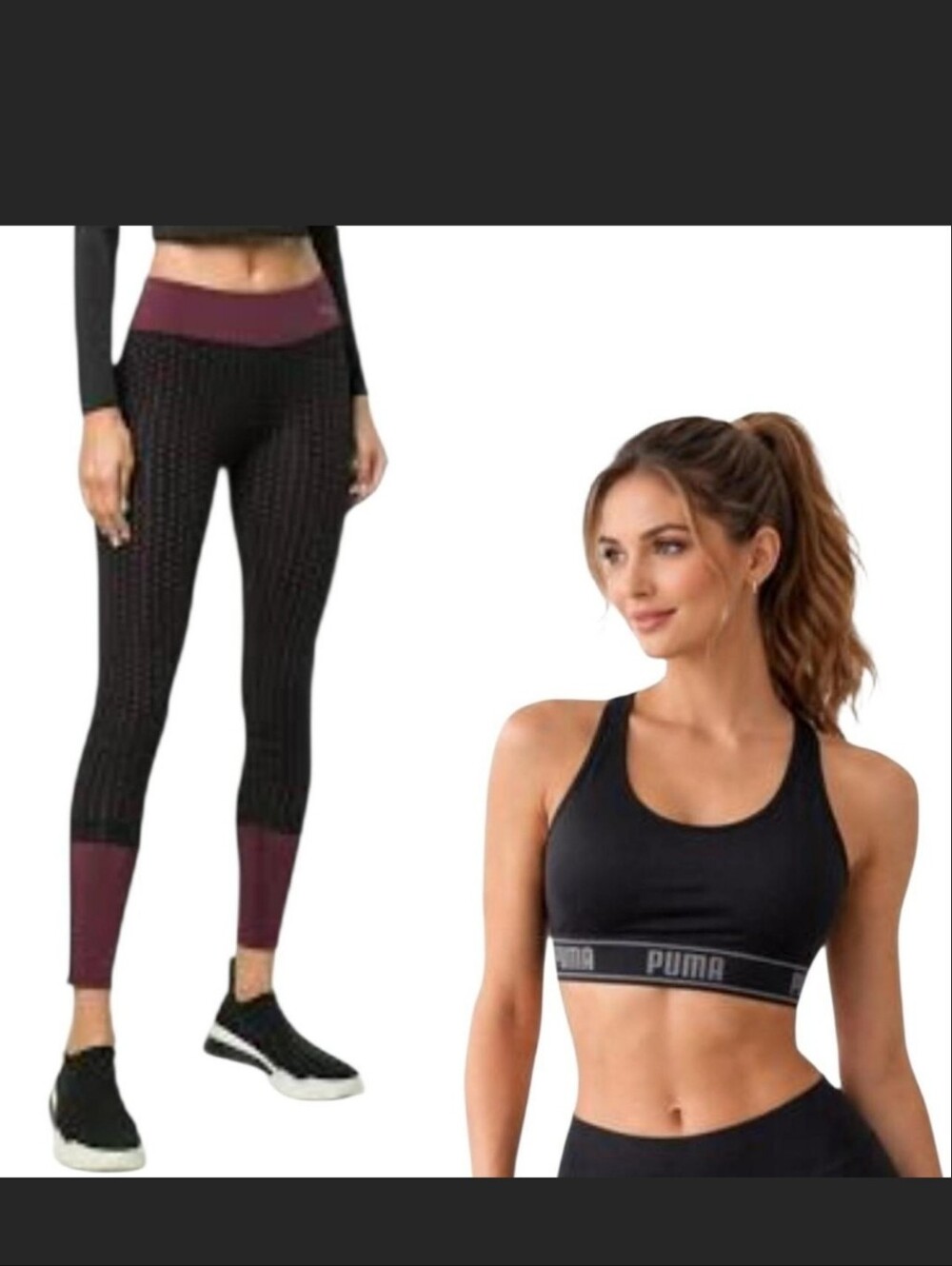 Puma Stylish Burgundy and Black Women's Leggings